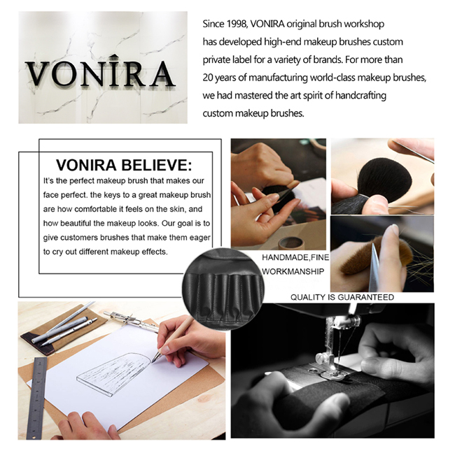 Vonira Beauty High Density Luxury Large Domed Powder Brush Rouded Diffusion Powder Makeup Brush with Rose Copper Ferrule