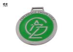 Green Color Custom Award Medals Silver Medallion Brush Nickel Coating