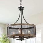 Industrial Retro Ceiling Lamp American Farmhouse Wood Grain Lamp Dining Room