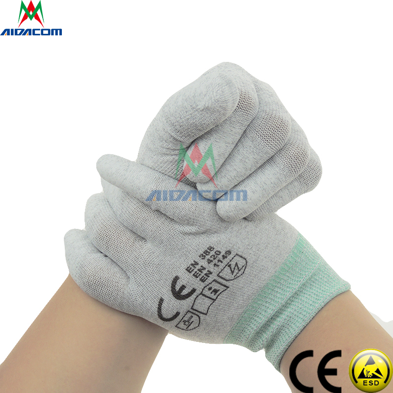 XS XXL Latex Nylon 40D PU Palm ESD Safety Gloves