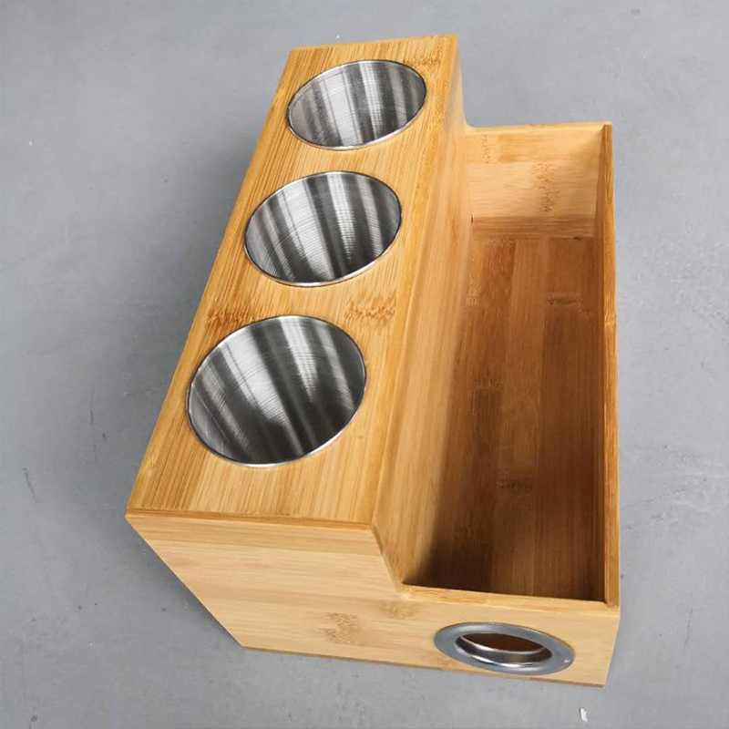 Customized Bamboo Bathroom Storage Rack Hair Appliance Organizer