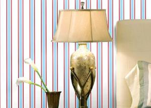 Quality Removable Modern Removable Wallpaper / Vertical Striped Wallpaper Dark Blue And Red Color wholesale