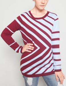 Quality Jacquard Stripe Double Layer Sweater , Size M Family Christmas Sweaters wholesale
