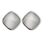 Sterling 925 Silver Square Created White Opal Stud Earrings(E12283WHITE)