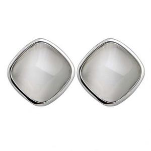 Quality Sterling 925 Silver Square Created White Opal Stud Earrings(E12283WHITE) wholesale