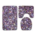 Crystal Glitter Colorful 3 Piece Toilet Tank Cover Set Polyester Fiber