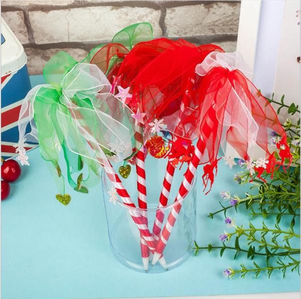 New craft ballpen with Nylon Ribbons and bell /heart pendants decor for