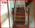 Solid Wood Staircase VK67S Wooden Handrail Tread Beech ,Railing tempered glass,