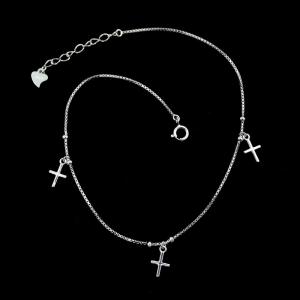 Quality Cross Shape Plain Silver Bracelet / Simple Design Silver Rope Bracelet wholesale