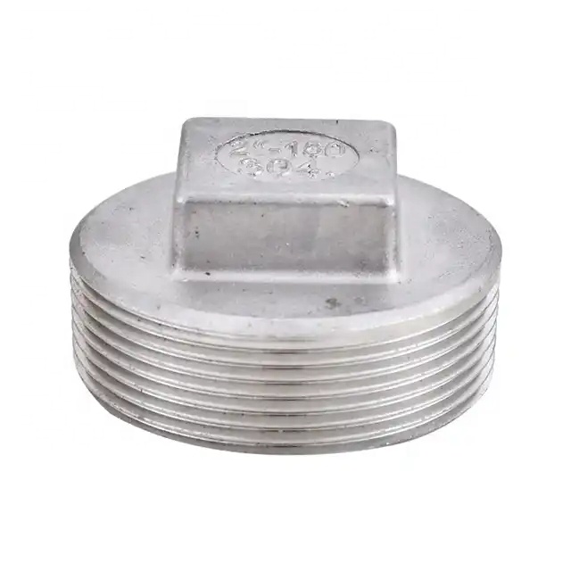 Stainless Steel 304 201 Cast Pipe Fitting Square Head Cored Plug Class 150 2'' NPT Male Threaded