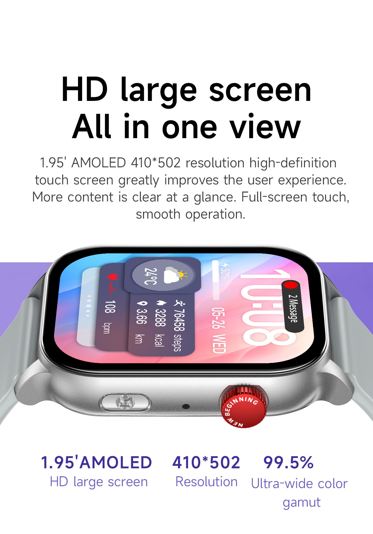 1.95inch Amoled GPS Outdoor Smart Watch Multi Sport Model