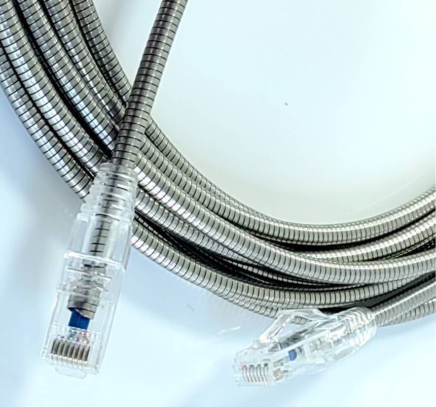 Exactcables 1m 2m 2.5m 3m Steel Armored Crossed Cat. 6a Network Cable Slim STP LSZH Black