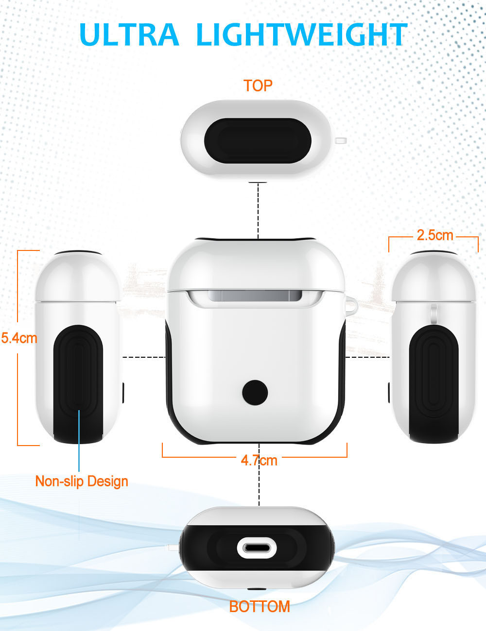 Shockproof Protective Portable Soft TPU+Hard Cover Accessories for Apple AirPod Charging case 2 & 1