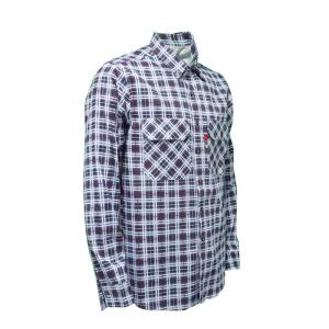 Quality Long Sleeve FRC NFPA 2112 CAT 2 FR Shirt ARC Rated 6.5 Oz Plaid Pattern wholesale