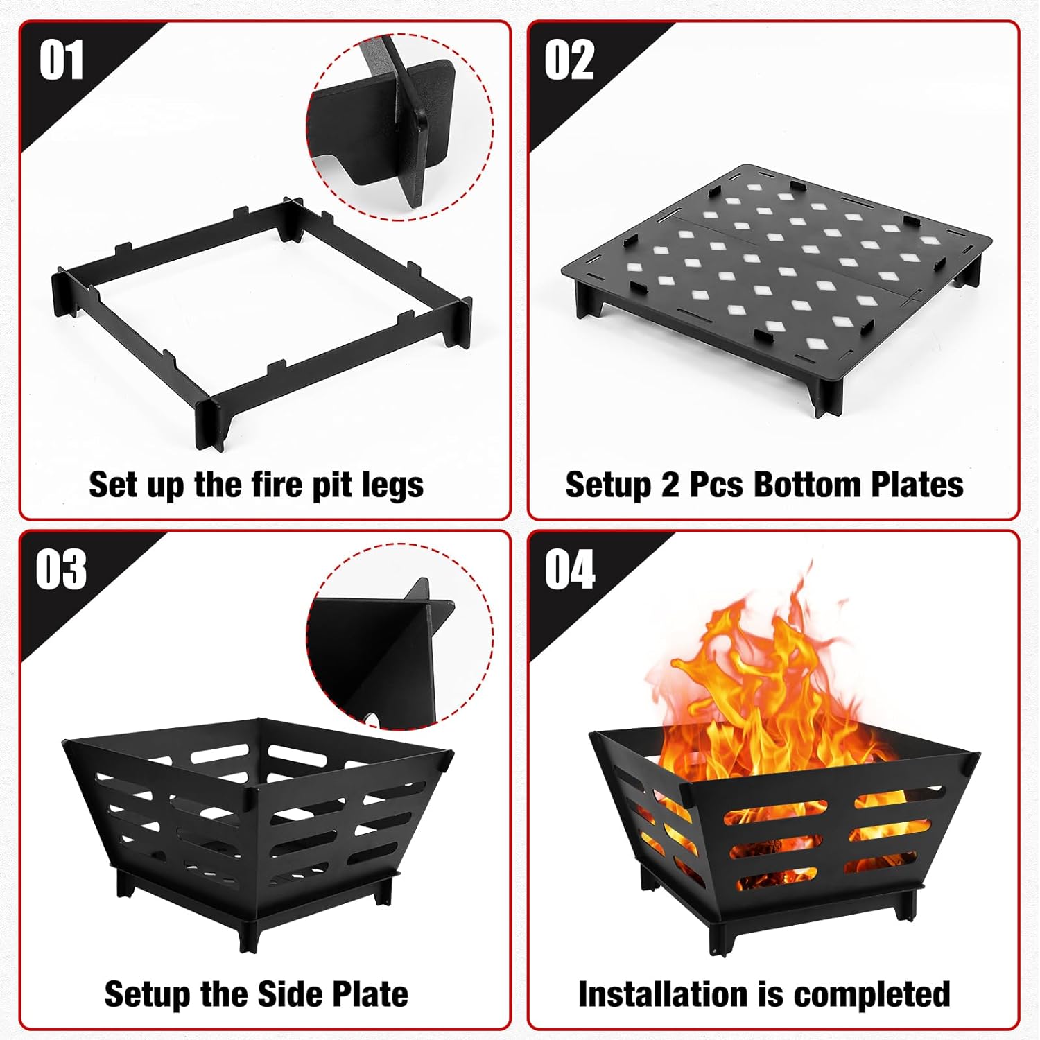 Foldable Firepits for Outdoor Wood Burning 17" Portable Fire Pits for Outdoor Backyard Patio Garden Bon Fire