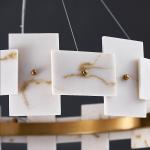 Led Creative Chandelier For Living Room White Ring Marble Chandelier(WH-MI-318)