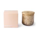 Vintage Fancy Ceramic Candle Containers With Wooden Lids Cylinder Shape