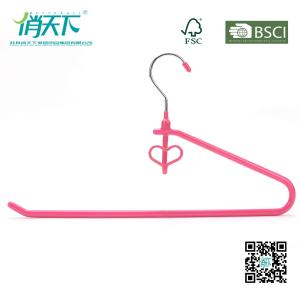 Quality Betterall One Arm Shape Pink PVC Coated Wire Hanger For Pant wholesale