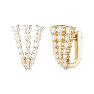 Quality 18K Gold Plated 925 Sterling Silver Pave CZ Women's Huggie Earrings CLASSIC Style wholesale