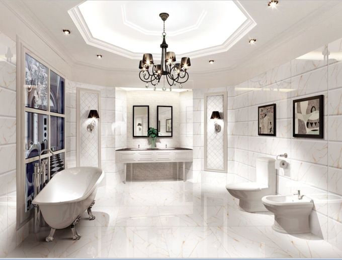 Heat Insulation White Calacatta Gold Porcelain Floor Tiles