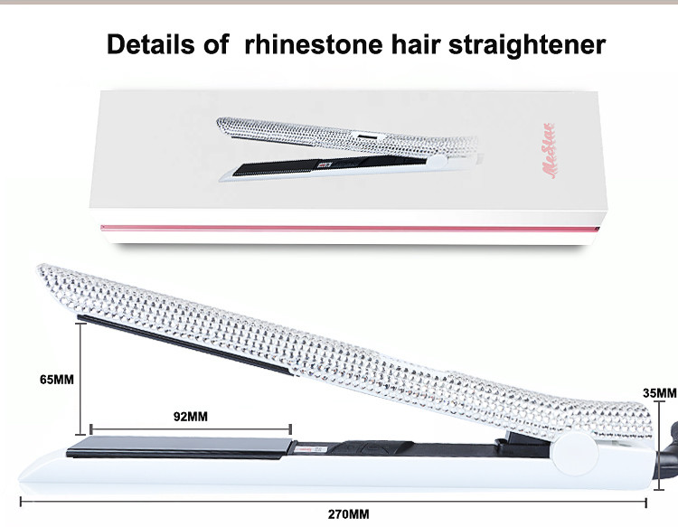 Gorgeous Rhinestone Nano Titanium Hair Straightener 1 Inch Dual Voltage