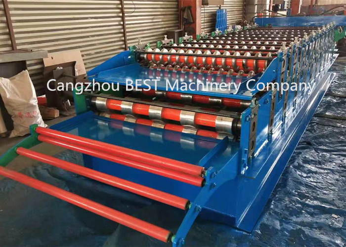 Double Deckers Roof Tile Wall Sheet Roll Forming Machine For Aluminium Steel Sheet