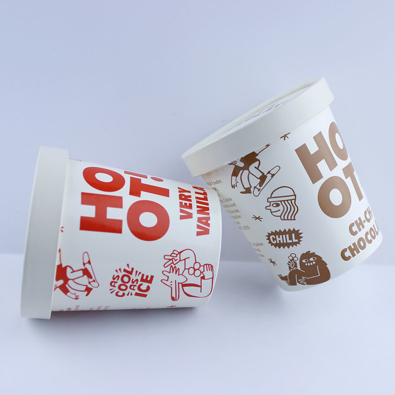 PE Coated Ice Cream Paper Cup With Lid 6 Oz 175ml Custom Printed Disposable