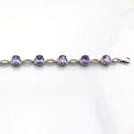 Women Jewelry 925 Silver Created 7x9mm Oval Amethyst Cubic Zircon Tennis