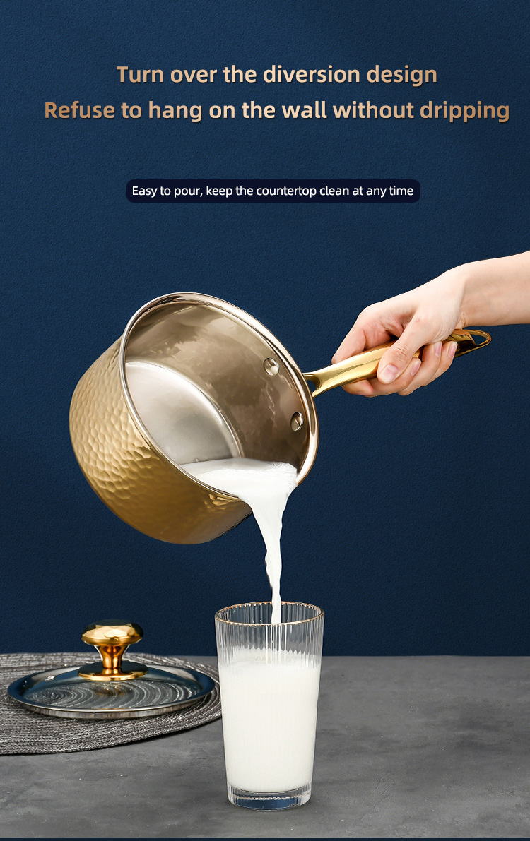 Kitchen 18 / 10 Stainless Steel Milk Pot For Cooking With Pot Cover