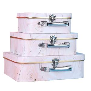 Quality Marble Printed Empty Cardboard Suitcase Gift Box Clothing Birthday Packaging wholesale