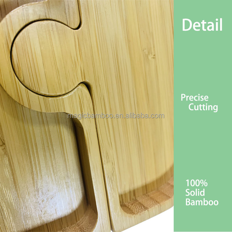 Plate Dish Bamboo Wooden Design Puzzle Shaped Tray Dinner Plate for Catering