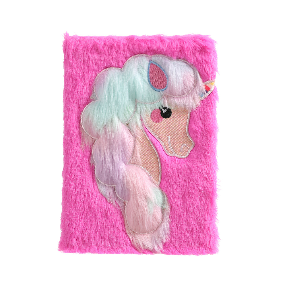 Girls' School Unicorn Plush Notebook Lovely Fluffy Unicorn Design 4 Colors Customized