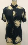 100% Viscose Summer Casual Leaf Print Short Sleeve Shirt Beach Style