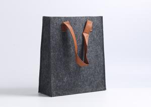 Quality Reusable Felt Tote Bag With Leather Shoulder Strap carry shopping bag​ wholesale