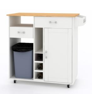 Quality Food Preparation White Kitchen Island With Granite Top Cooking Station Island wholesale