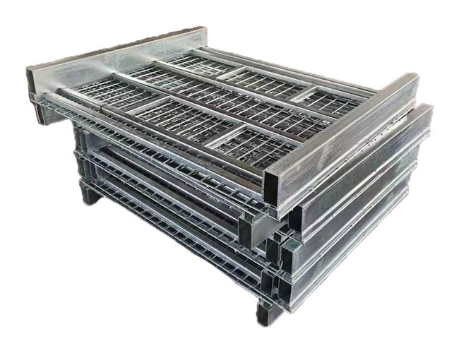 Workshop Shelf Of Belt Wheel Metal Cages And Pallets Folding