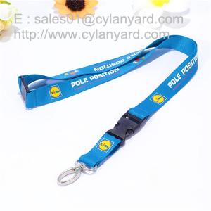 Quality Logo imprinted polyester lanyard with metal clip and plastic buckle release, wholesale