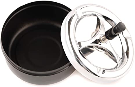 Round Push Down Smokeless Cigarette Ashtray with Spinning Tray