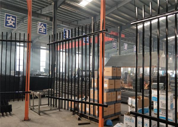 Pressed Picket Crimped Spear Top Garrison Fence Panels Stain Black Powder Coated