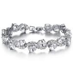 Women Platinum Plated Clear Cubic Zirconia Bracelet Wedding Jewelry (JDS924WHITE