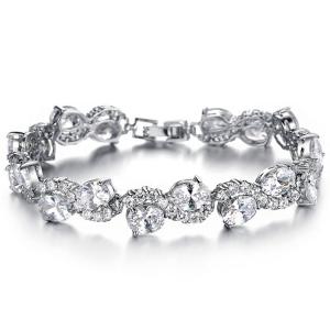 Quality Women Platinum Plated Clear Cubic Zirconia Bracelet Wedding Jewelry (JDS924WHITE) wholesale