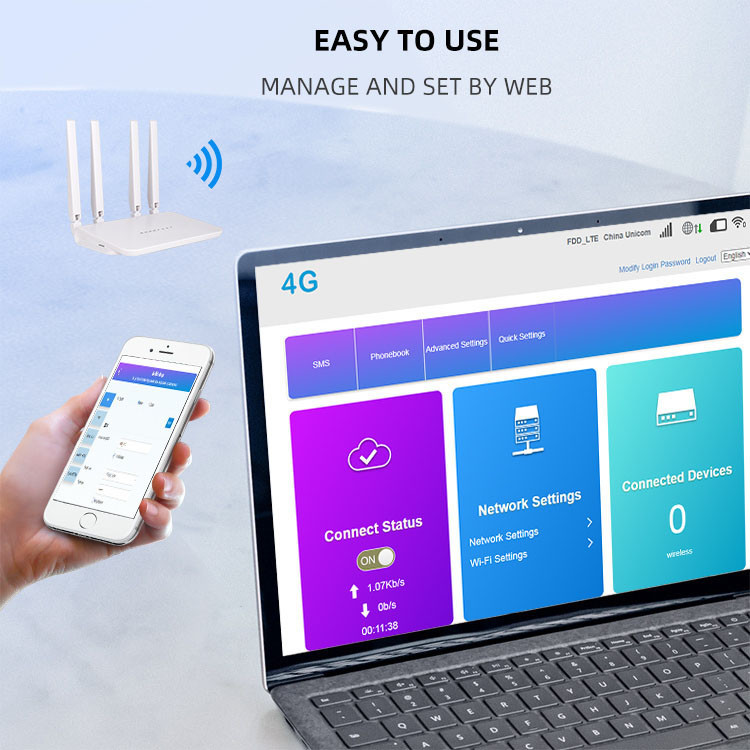 ODM CAT4 300mbps Broadband 4G Router WCDMA LTE Wireless For Rural Area