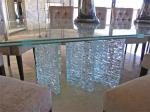 8mm America Popular Cracked Ice Laminated Glass Table Top in Villa Square Design