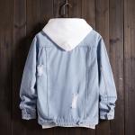 Custom Logo Single Breasted Blue Plain Jean Jackets