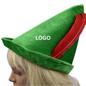 Quality Oktoberfest Green Peter Pan Hat Red Feather Party Hat 58-60cm wholesale