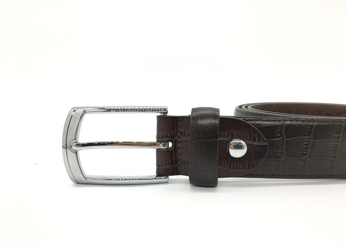 Men’s Matte Croco Embossed Leather Dress Belt 35mm Wide Strap With Shinny Nickel Pin Buckle