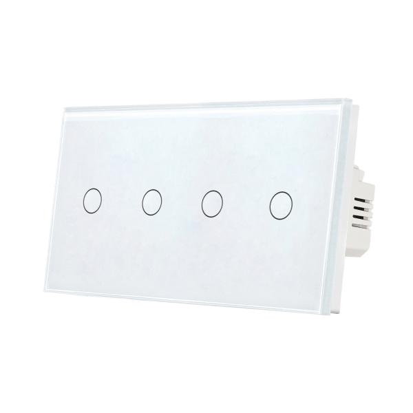EU/UK 157*86mm Compact Touch Switch 4Gang Push Button Wall Switch Suitable For