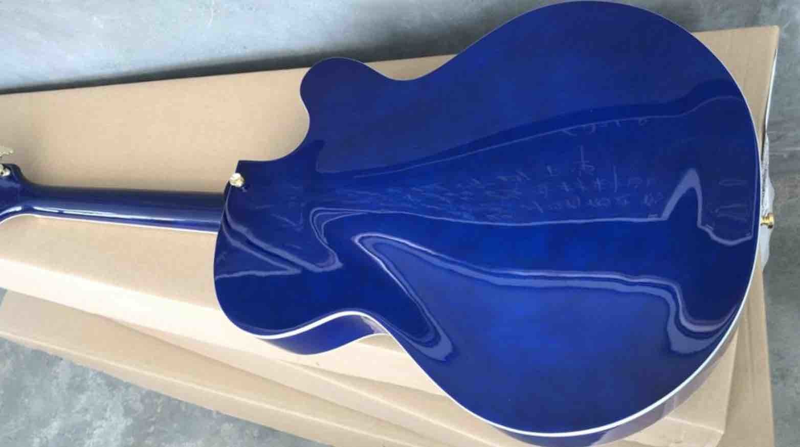 Wholesale New Arrival Left Handed Guitar Jazz 6 String Electric Guitar Semi Hollow Body In Blue