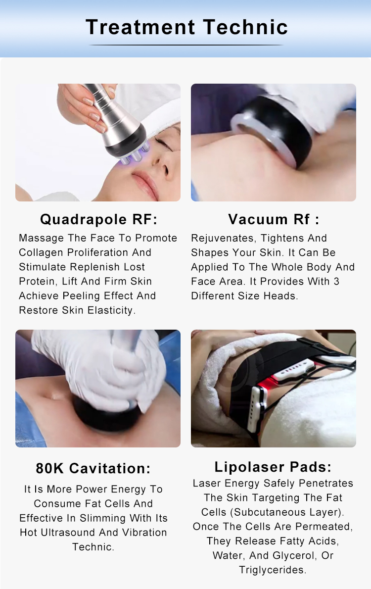 AS84 3D Rf Vacuum Cavitation Machine 6 In 1 Body Slimming Machine With Laser Pads