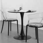 29inch Height Tulip Style Dining Table / Plywood Top Round Black Coffee Table